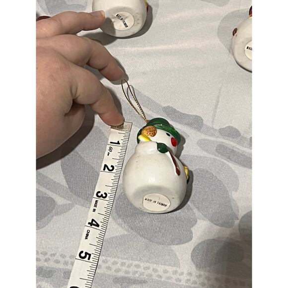 Snowman Ornament Bisque Ceramic Hand-Painted Lot of 5 Christmas Hand-Made Frosty - Picture 10 of 11